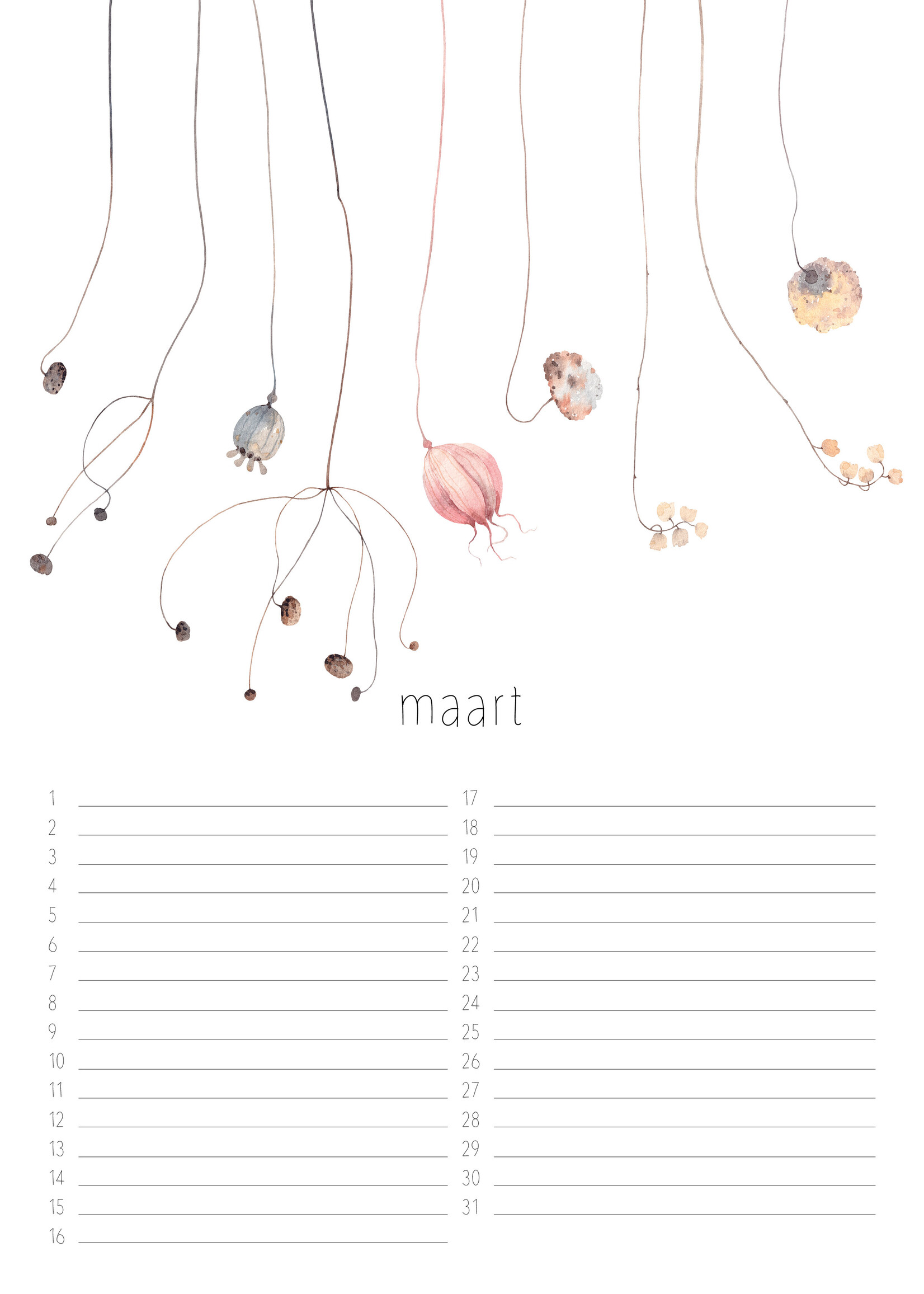 Dunnebier Home Verjaardagskalender Bloemen / Flowers