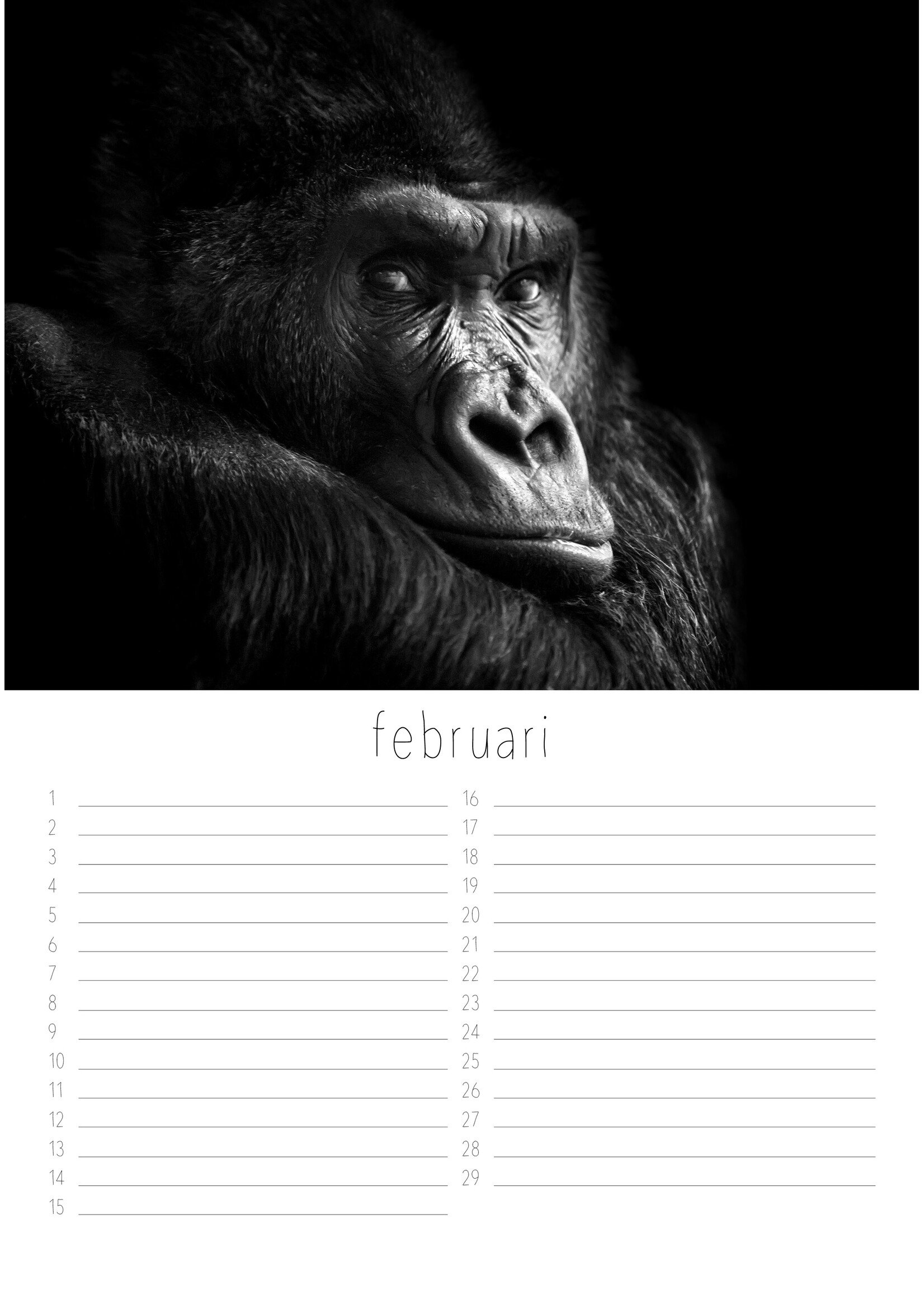 Dunnebier Home Verjaardagskalender Dieren ZW/W 2