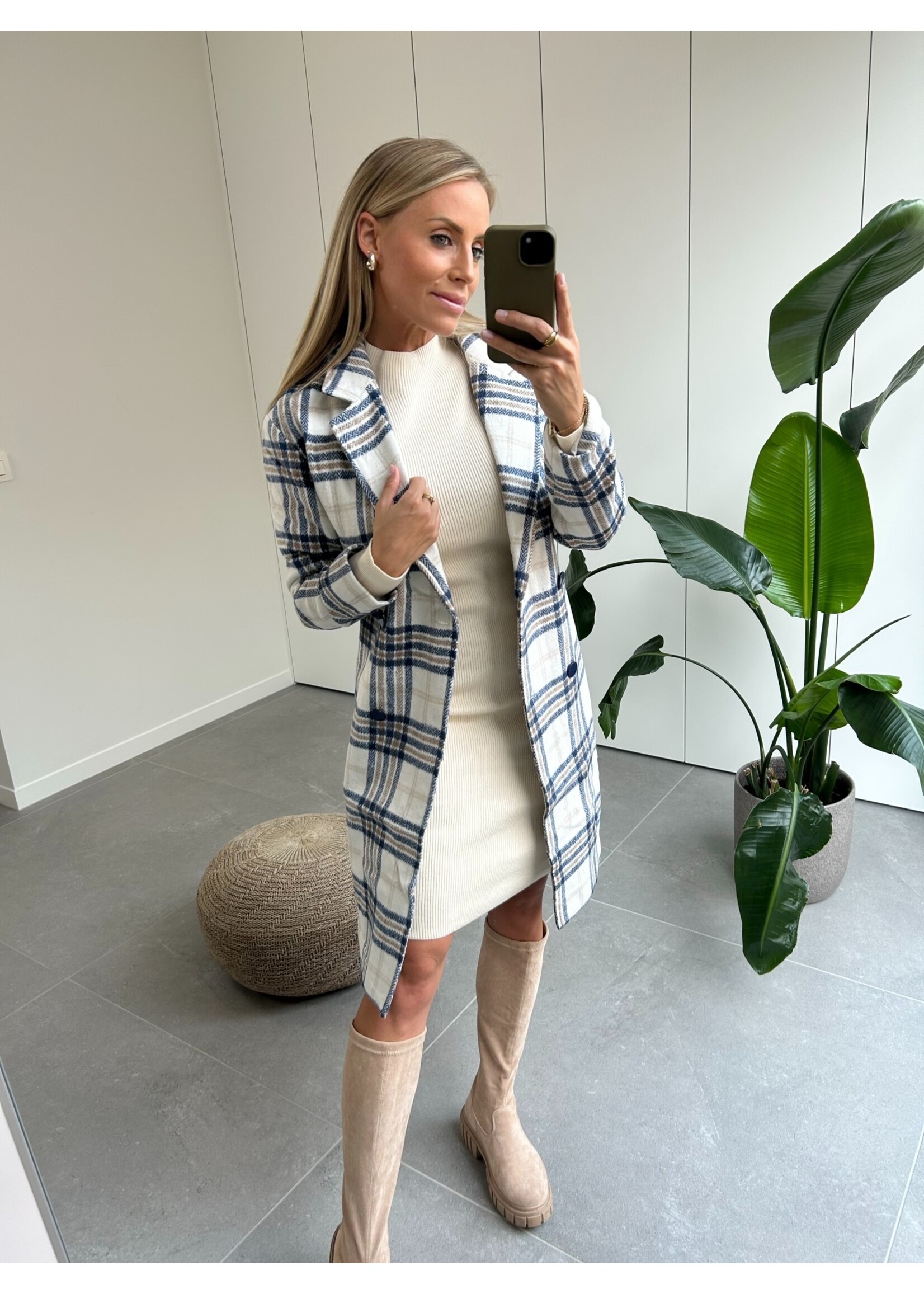 CLOË Jacket - Ecru/Blue