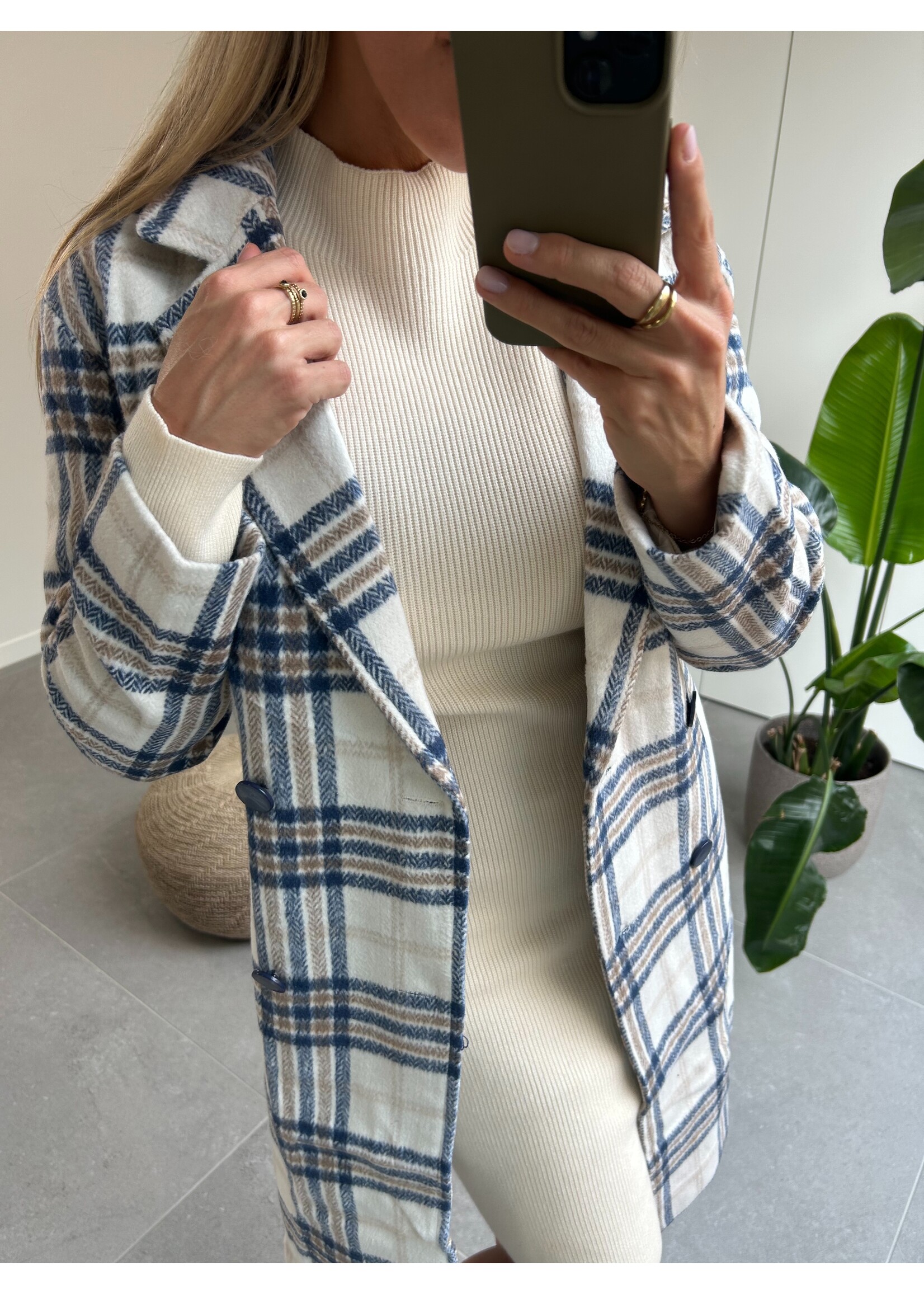 CLOË Jacket - Ecru/Blue