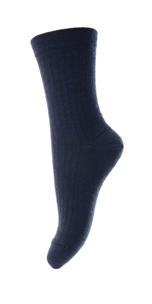 Ankle socks wool rib Navy