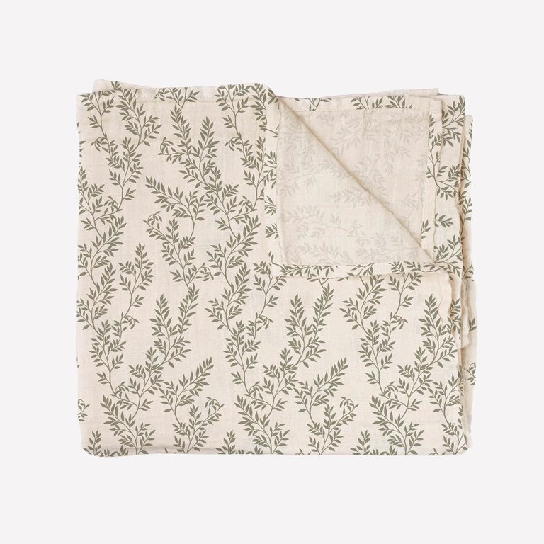 Main sauvage Swaddle,bay leaves / 110 x 110 cm