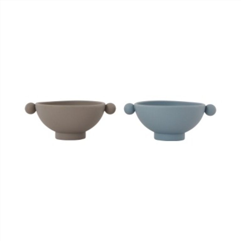 OYOY Tiny Inka Bowl-Pack of 2 dusty blue/clay