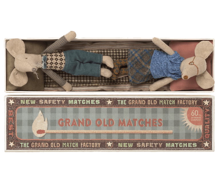 Maileg Grandpa & grandma mice in matchbox