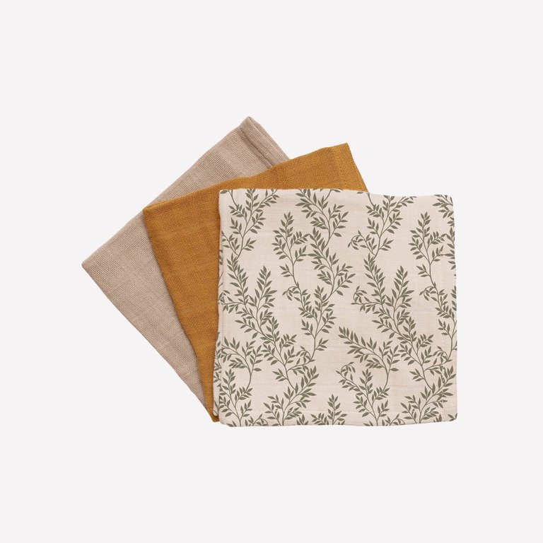 Main sauvage 3 pack muslin wipes | bay leaves