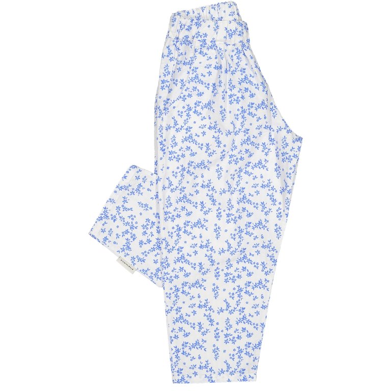 Piupiuchick Trousers | white w/ blue little flowers
