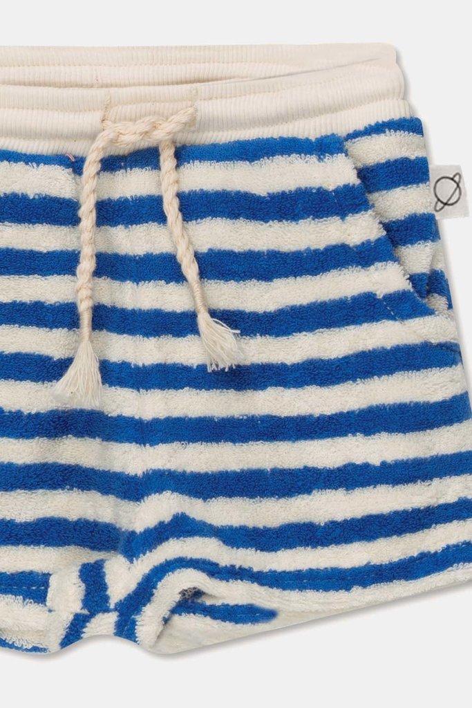 My little cozmo Rayne baby bottoms toweling stripe blue