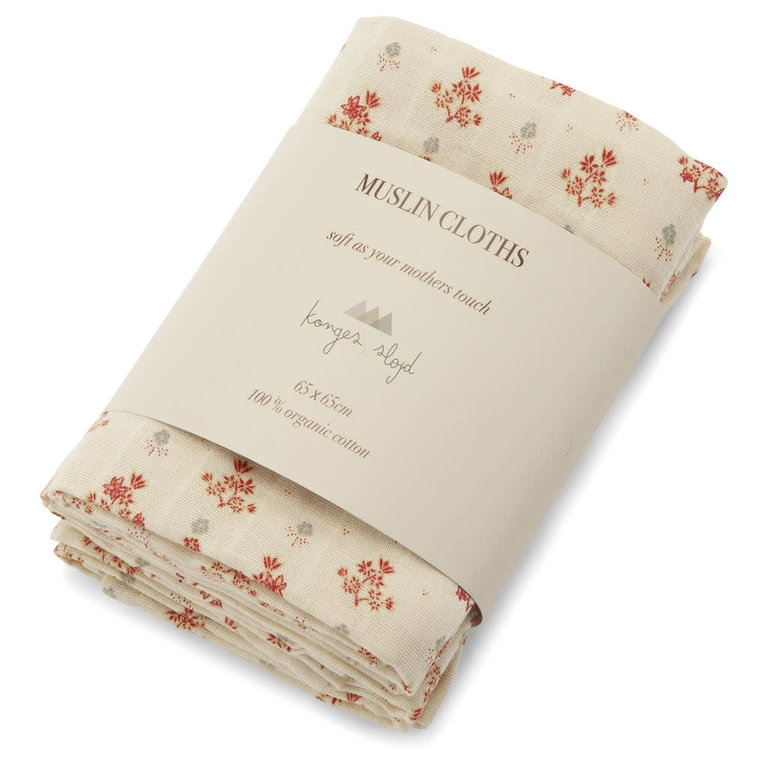 Konges Sløjd 3 pack muslin cloth vintage floral red