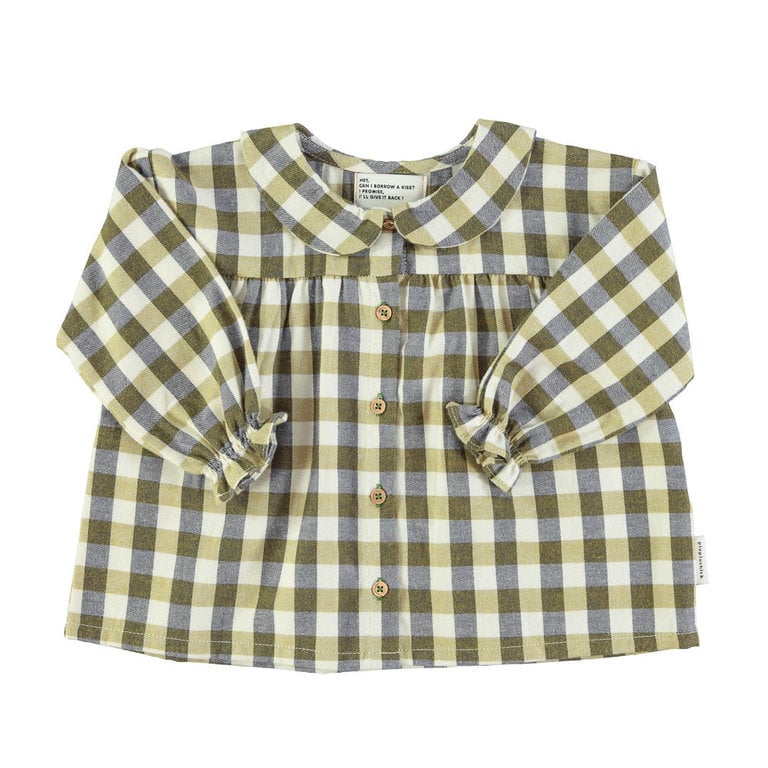 Piupiuchick Peter pan collar blouse | brown checkered