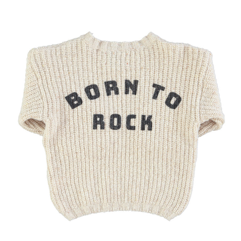 Piupiuchick Knitted sweater | ecru w/ "born to rock" back print