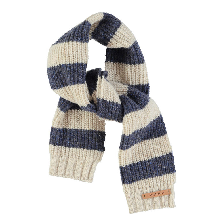 Piupiuchick Knitted scarf | ecru & blue stripes