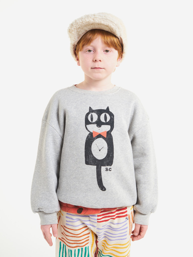 Bobo Choses Cat O'clock grey melange sweatshirt