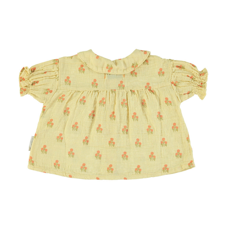 Piupiuchick Baby peter pan collar blouse | light yellow w/ flowers