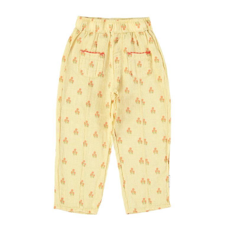 Piupiuchick Girl trousers | light yellow w/ flowers allover