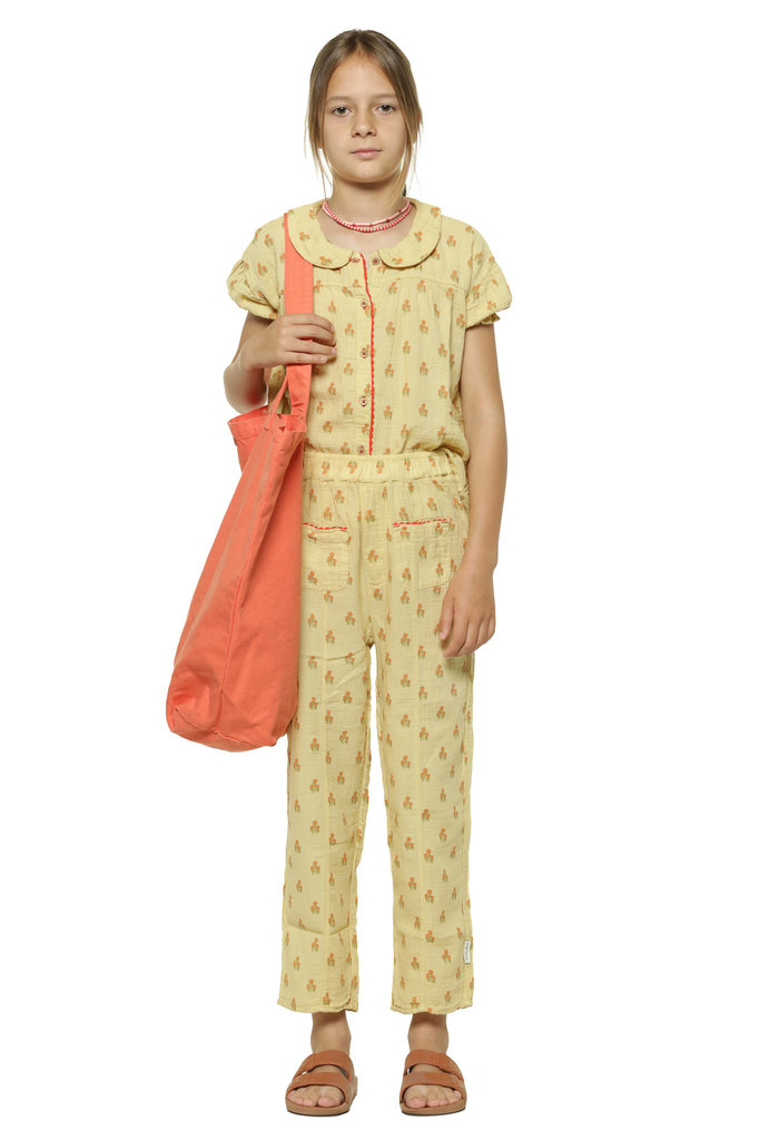 Piupiuchick Girl trousers | light yellow w/ flowers allover