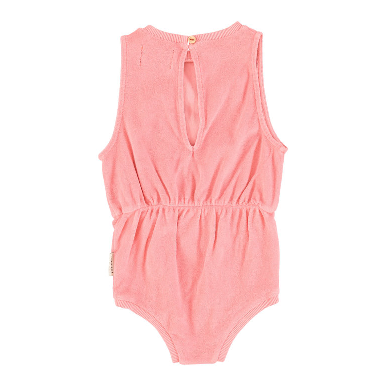 Piupiuchick Playsuit | pink w/ multicolor "vacay" print