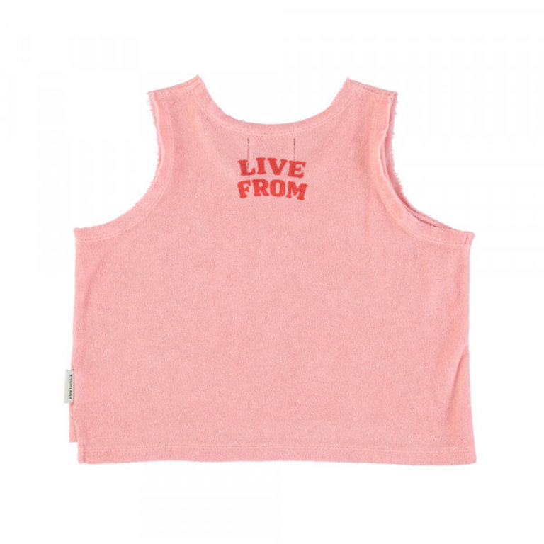 Piupiuchick sleeveless t´shirt | pink w/ star print
