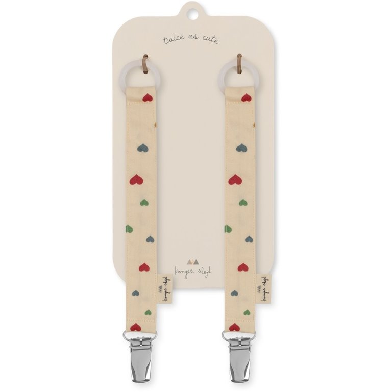 Konges Sløjd 2 pack pacifier strap multi hearts