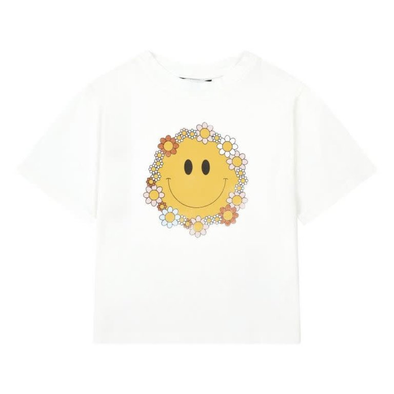 HUNDRED PIECES Organic Cotton FlowerSmile Loose T-Shirt | Off white