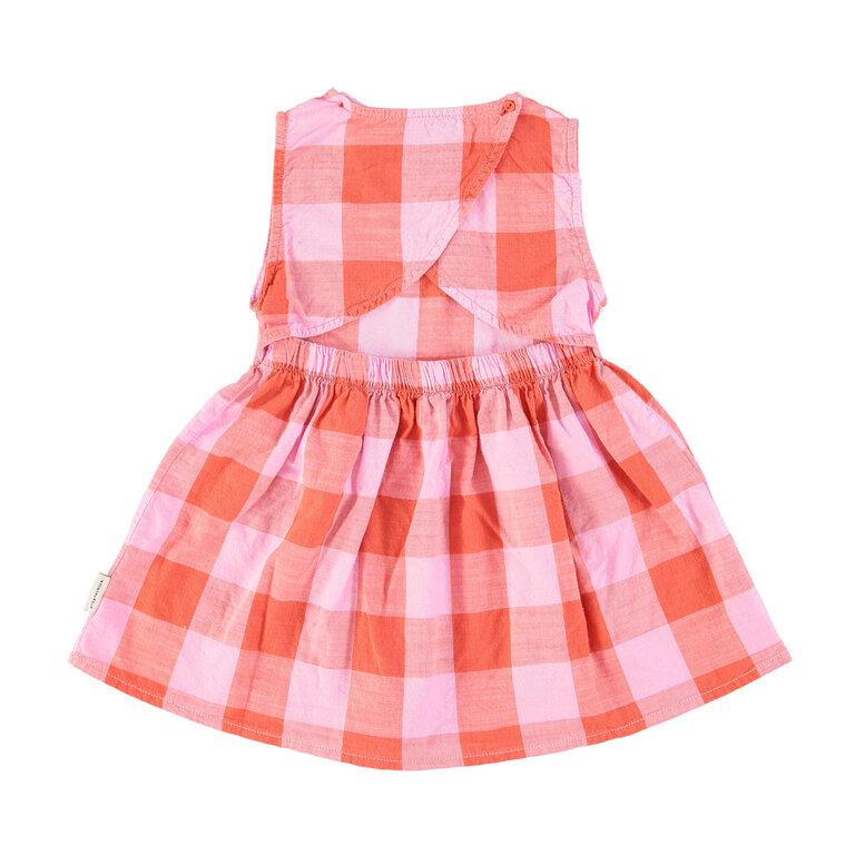 Piupiuchick Short dress w/ back opening | lilac & red checkered