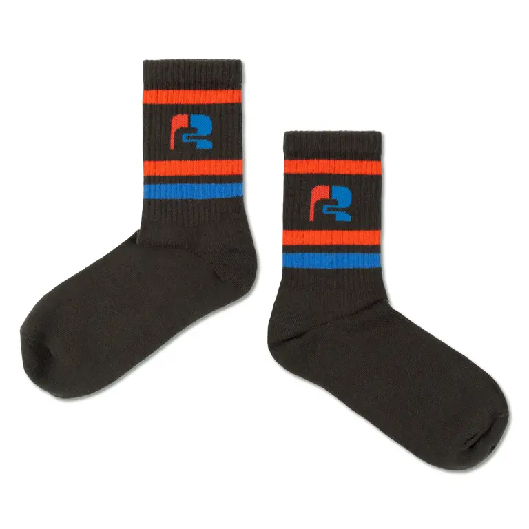 Repose AMS sporty socks iron grey blue red logo