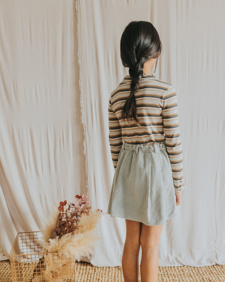 Búho. BOX PLEAT SKIRT eucalyptus