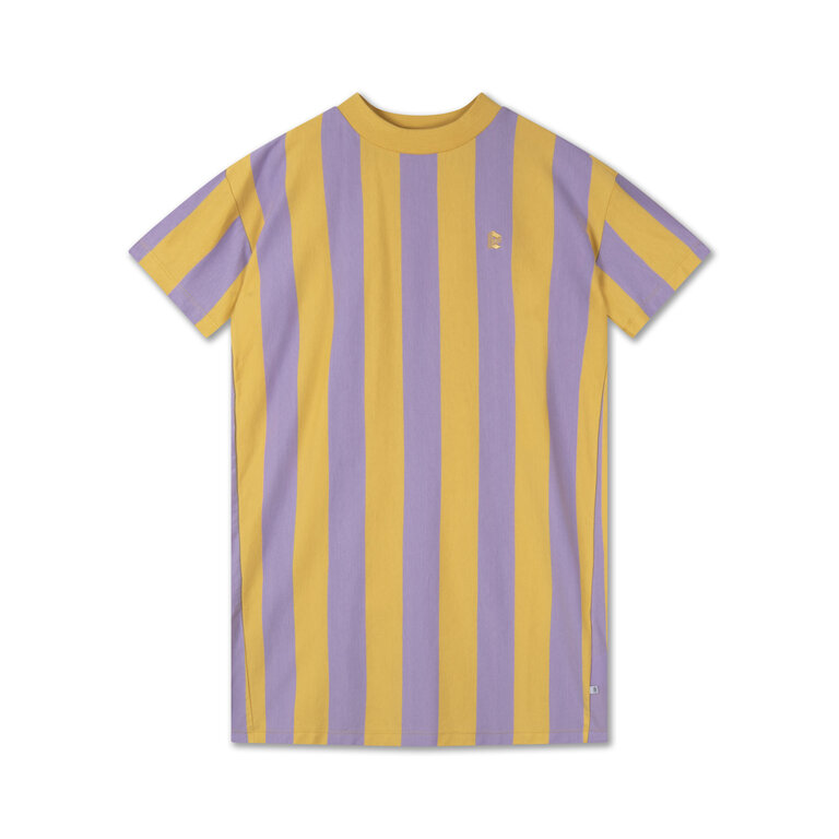 Repose AMS Boxy tee dress, golden violet block stripe