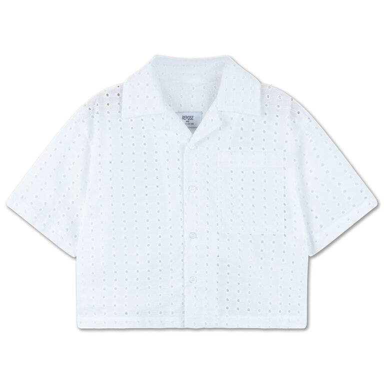 Repose AMS Cropped shirt, graphic embroidery anglaise