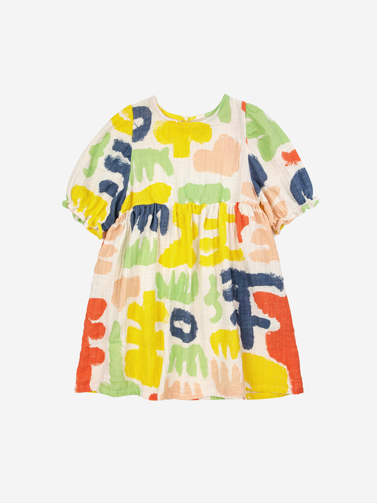 Bobo Choses Carnival all over puffed sleeve woven dress