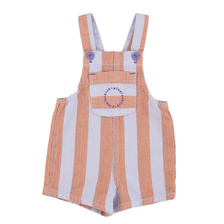 Piupiuchick baby short dungarees | orange & purple stripes