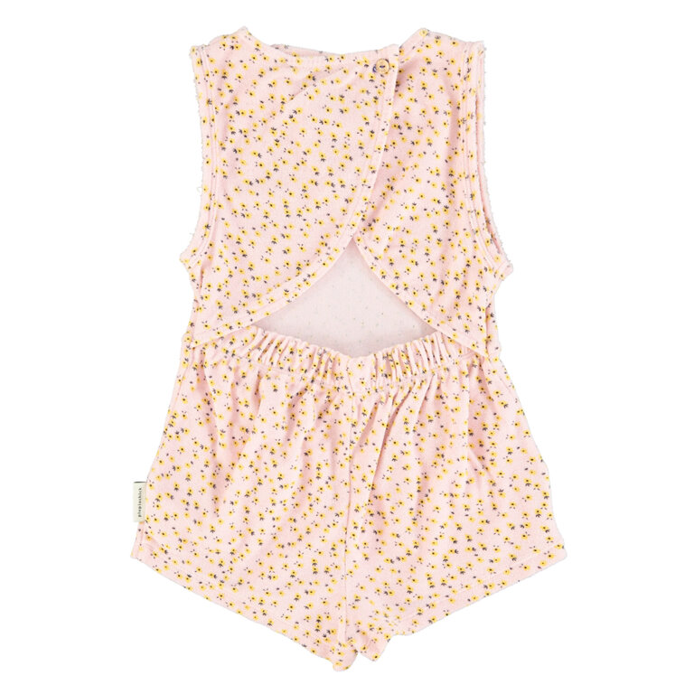 Piupiuchick short jumpsuit | light pink w/ yellow flowers