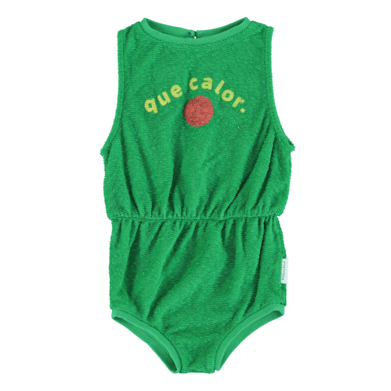 Piupiuchick playsuit | green w/ "que calor" print KID