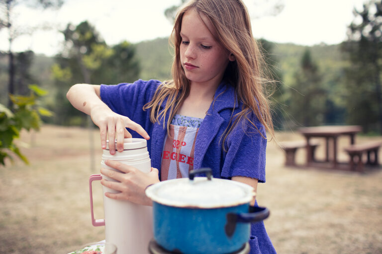 Piupiuchick dungarees | orange & purple stripes w/ "32 degrees" print