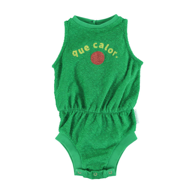 Piupiuchick playsuit green w. que calor print