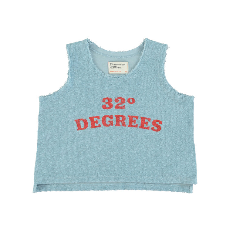 Piupiuchick sleeveless t´shirt | blue w/ "32 degrees" print