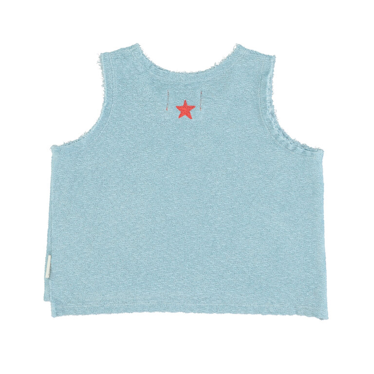 Piupiuchick sleeveless t´shirt | blue w/ "32 degrees" print