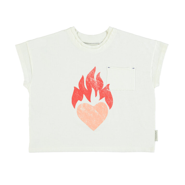 Piupiuchick t'shirt | ecru w/ heart print