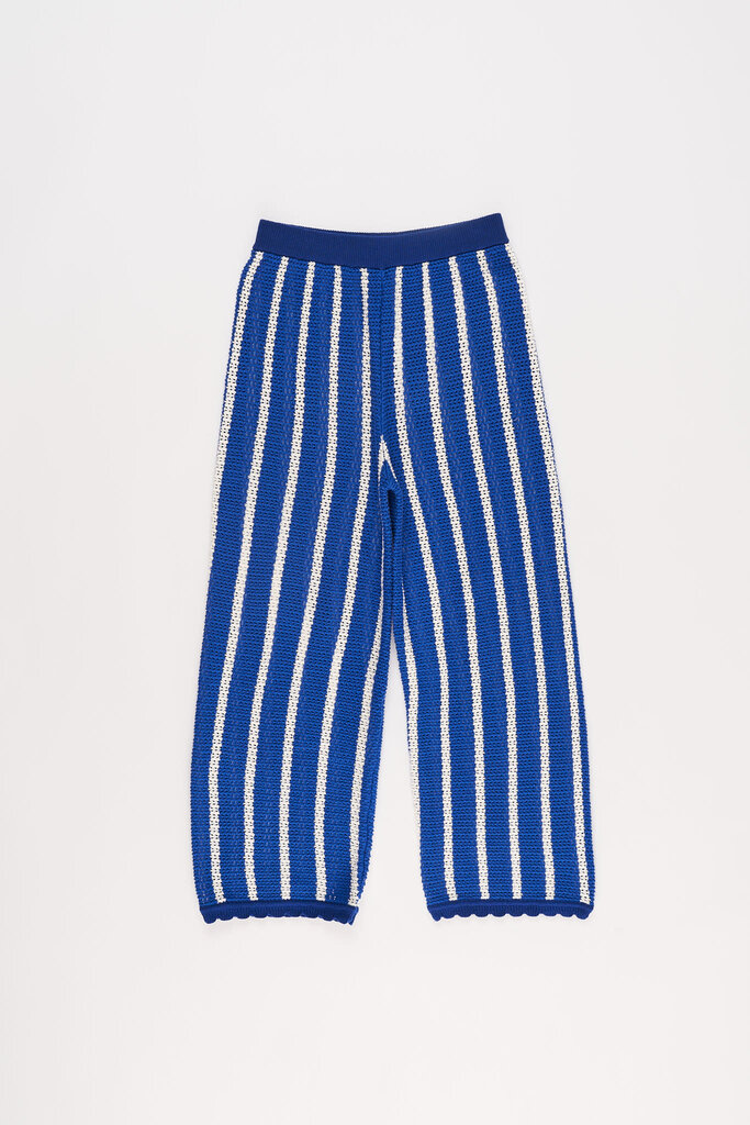 Maison Mangostan STRIPES KNIT PANTS BLUE