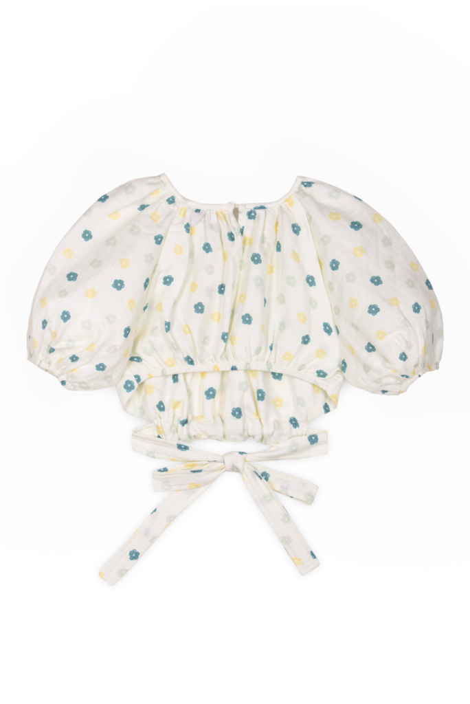 Mipounet adeline flower muslin top cream/green lilly