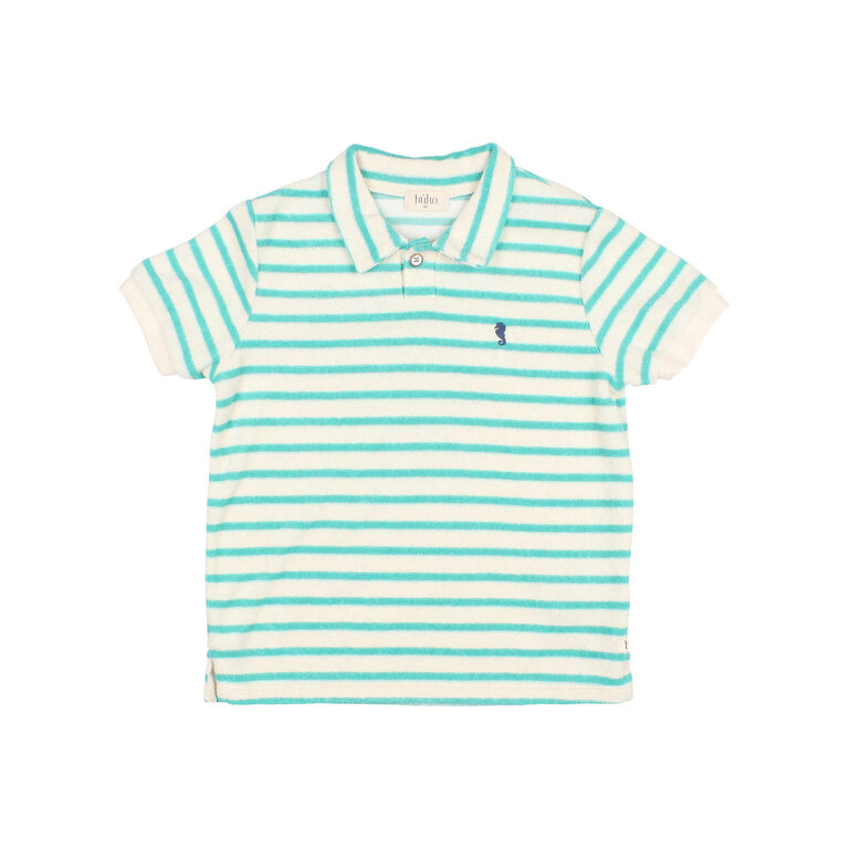 Búho. TERRY STRIPES POLO pool green