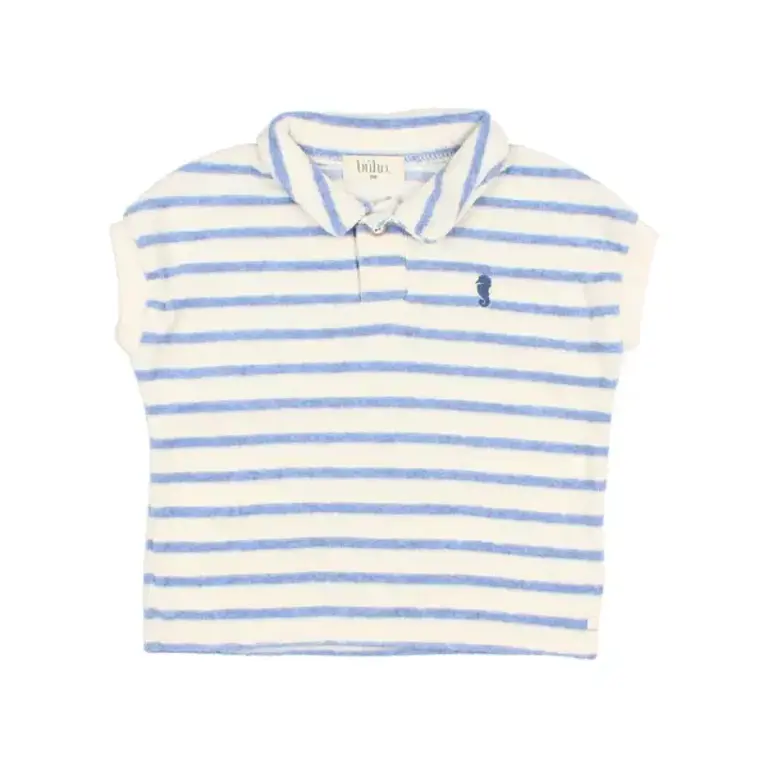 Búho. BB TERRY STIPES POLO placid blue