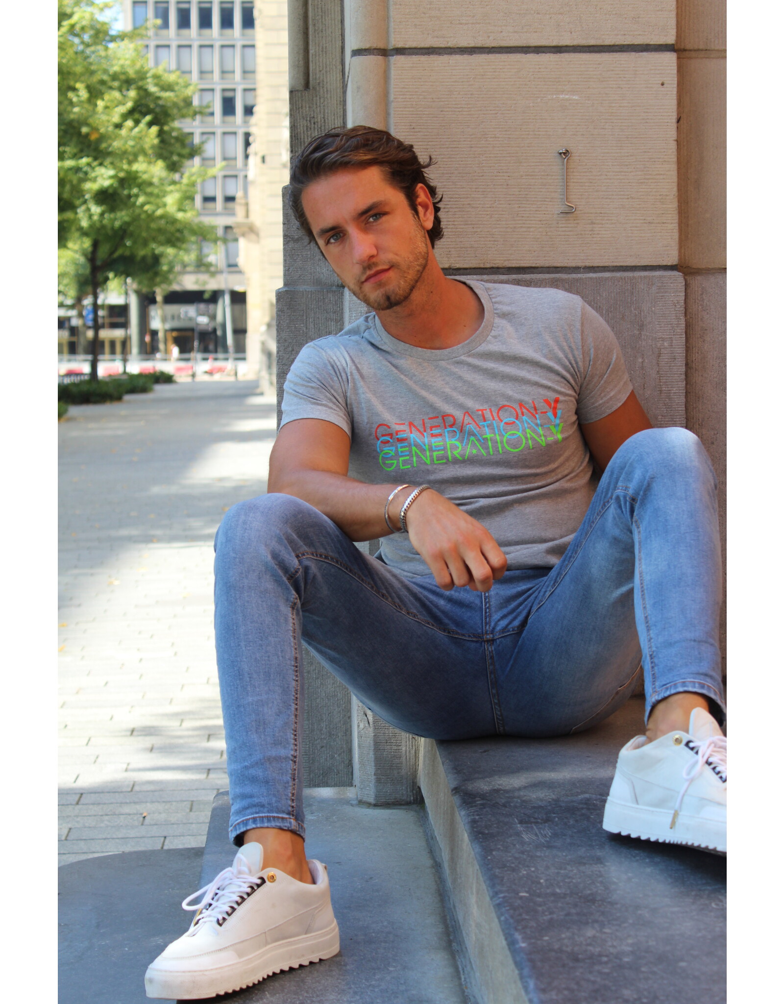 GENERATION-Y Triple Brand T-shirt Grey Rainbow