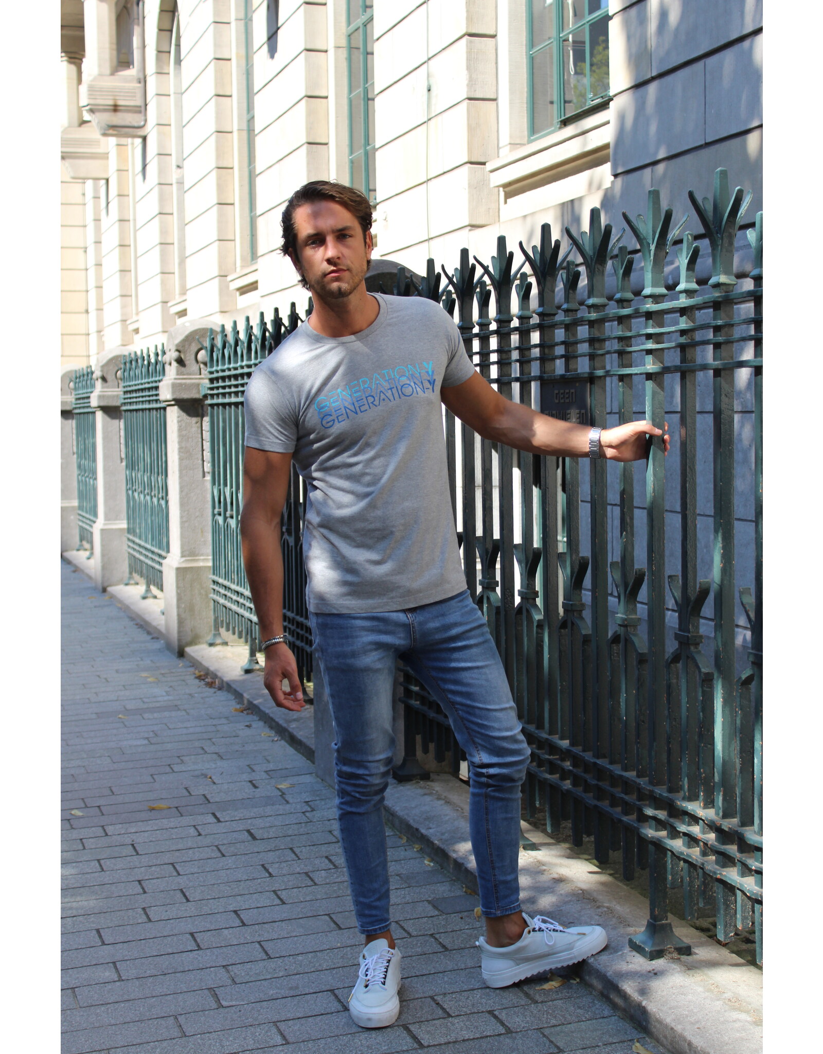 GENERATION-Y Triple Brand T-shirt White Grey Blue