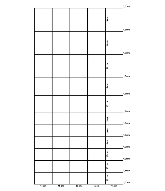 Garmix Schapengaas Licht 2.00mm/1.80mm 150cm-12-15cm  50m gegalvaniseerd