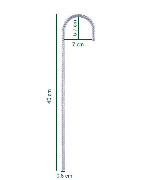 Garmix 10x Grondanker staal 8mm 40cm Verzinkt