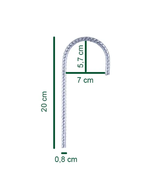 Garmix 10x Grondanker staal 8mm 20cm Verzinkt