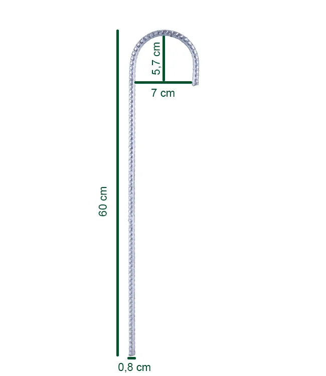 Garmix 10x Grondanker staal 8mm 60cm Verzinkt