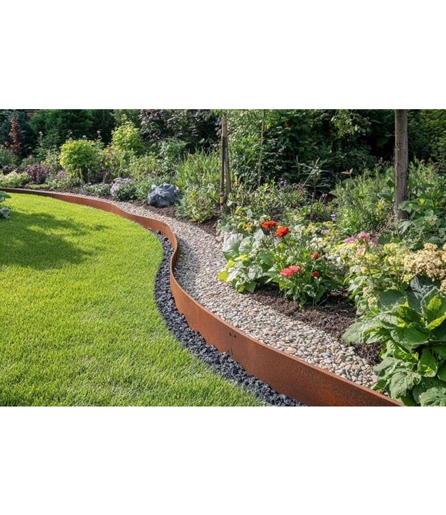 Garmix Cortenstaal borderrand 14cm 10 meter, 0,6mm