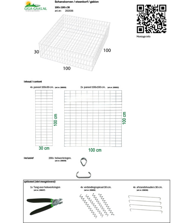 Garmix Schanskorf 100x100x30cm