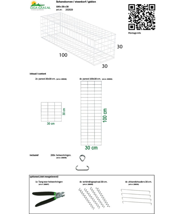 Garmix Schanskorf 100x30x30cm